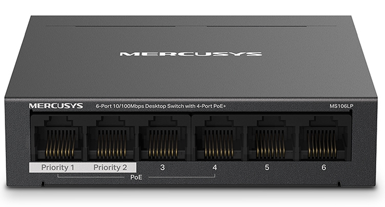 Коммутатор MERCUSYS MS106LP 6xFE (4xPoE), 40Вт, Неуправляемый фото 2