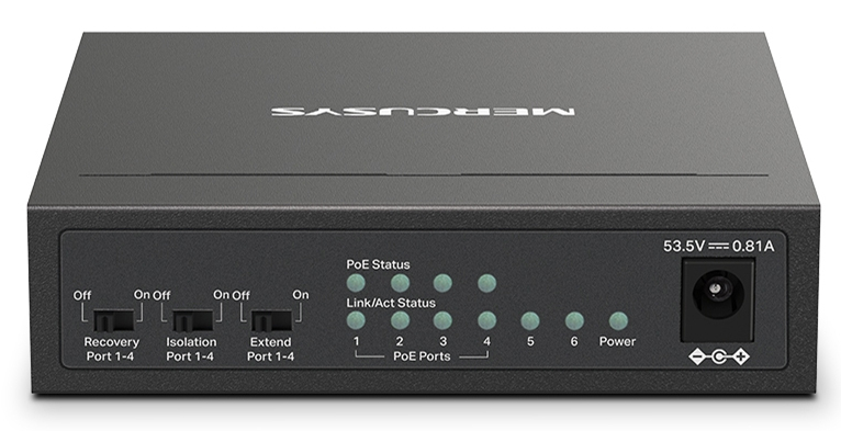 Коммутатор MERCUSYS MS106LP 6xFE (4xPoE), 40Вт, Неуправляемый фото 3