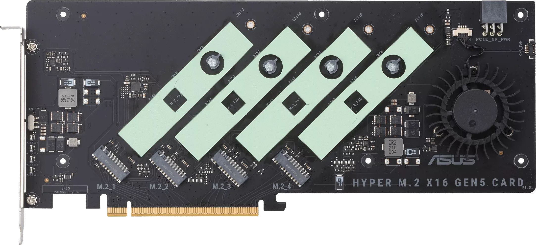 Плата-адаптер PCIe ASUS Hyper M.2 X16 PCIe 5.0 Expansion Card GEN 5 (90MC0CY0-M0EAY0) фото 3