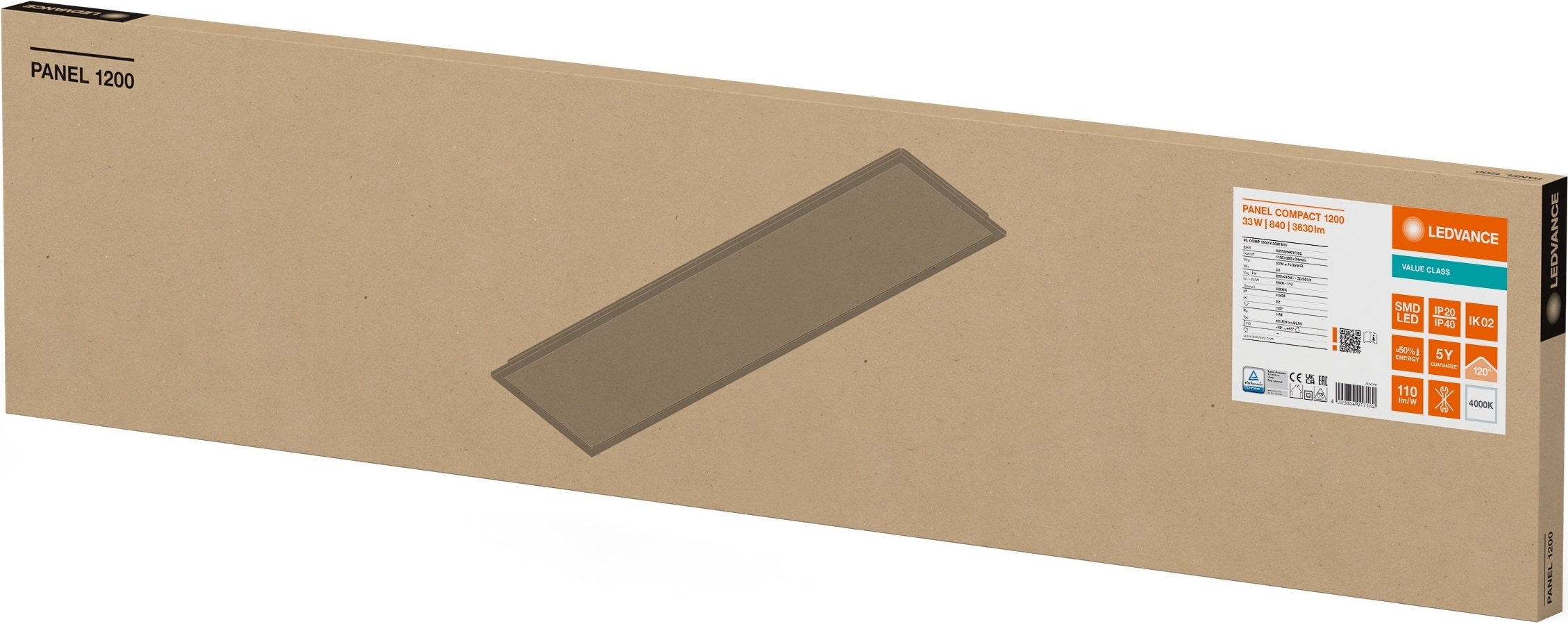 Панель светодиодная LEDVANCE COMPACT 1200x300мм 33Вт 4000K 3600Лм белая фото 5