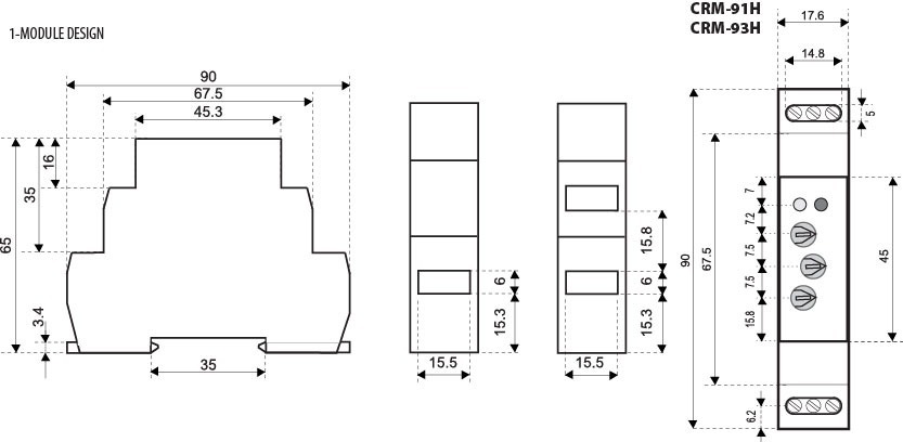 Багатофункціональне реле ETI, CRM-91H UNI 12-240V AC/DC (1x16A, AC1)фото3