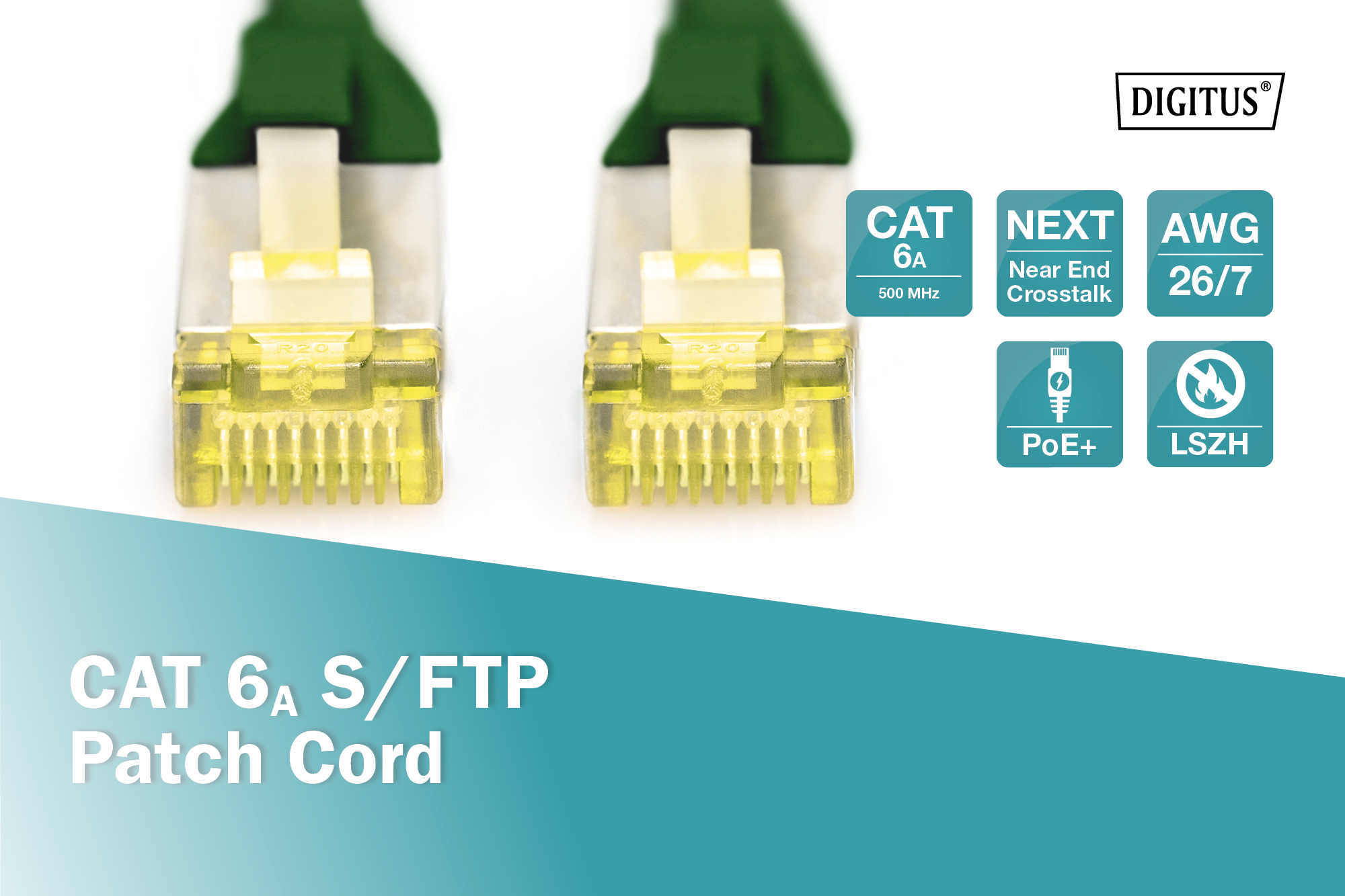 Патч-корд DIGITUS CAT 6а SF-UTP, 20м, AWG 26/7, Cu, LSZH, зеленийфото3