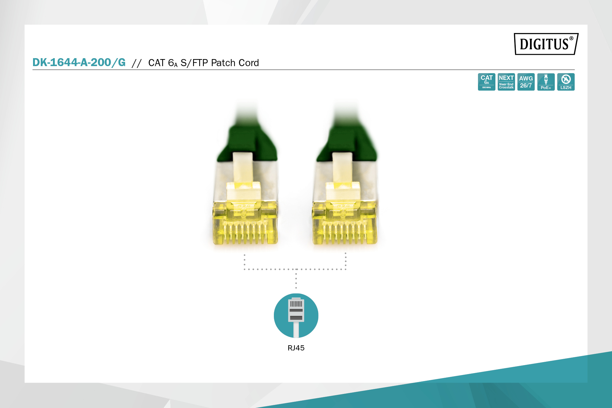 Патч-корд DIGITUS CAT 6а SF-UTP, 20м, AWG 26/7, Cu, LSZH, зеленийфото5