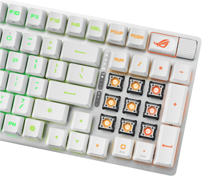 Ігрова клавіатура ASUS ROG Strix Scope II RX Optical Wireless EN RGB White (90MP03S0-BKUA30)фото