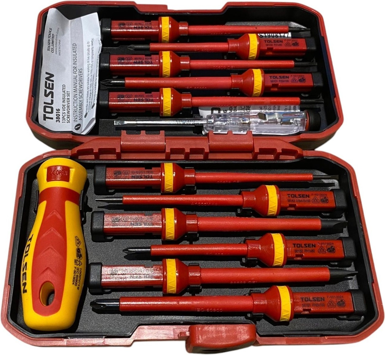 Набор отверток Tolsen VDE 13шт, диэлектрическая, PH, PZ, Torx, CrV
