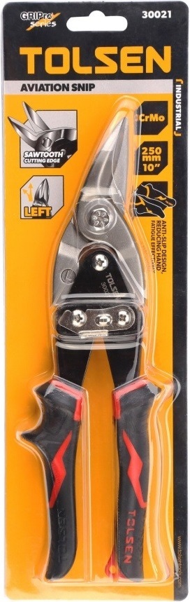 Ножницы по металлу Tolsen AVIATION Профи, прямые, левый рез, CrMo, 250мм (30021) фото 