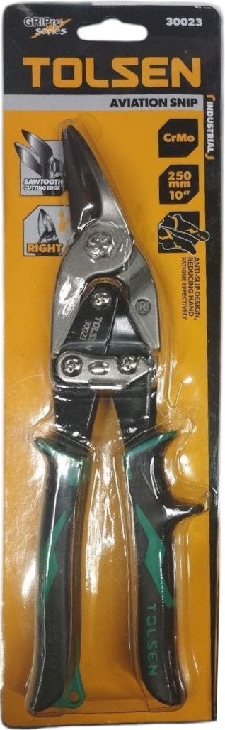 Ножницы по металлу Tolsen AVIATION Профи, прямые, правый рез, CrMo, 250мм (30023) фото 