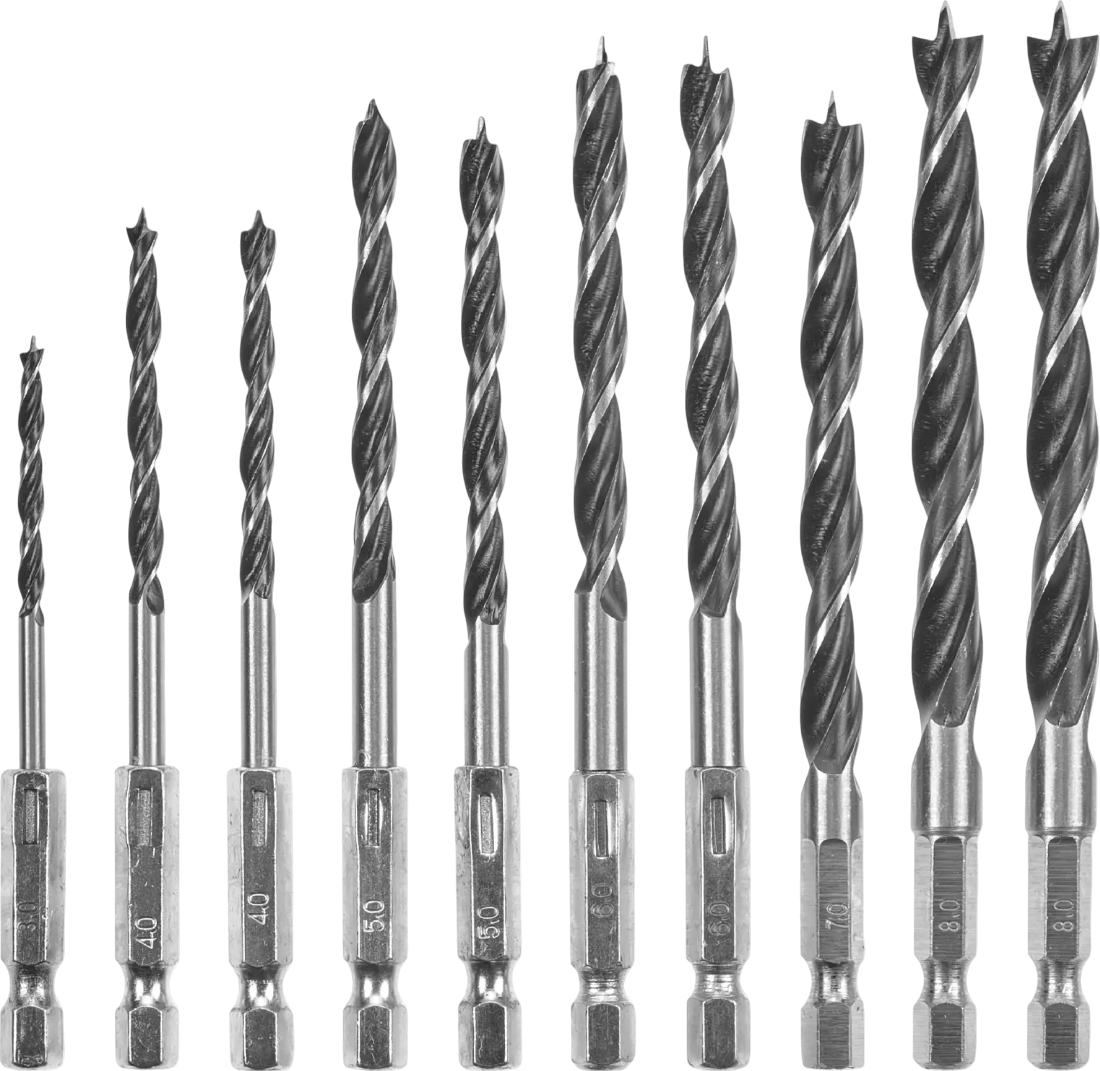 Набір свердел по дереву Einhell, 10шт, 3-8мм, кейс (108733)фото4