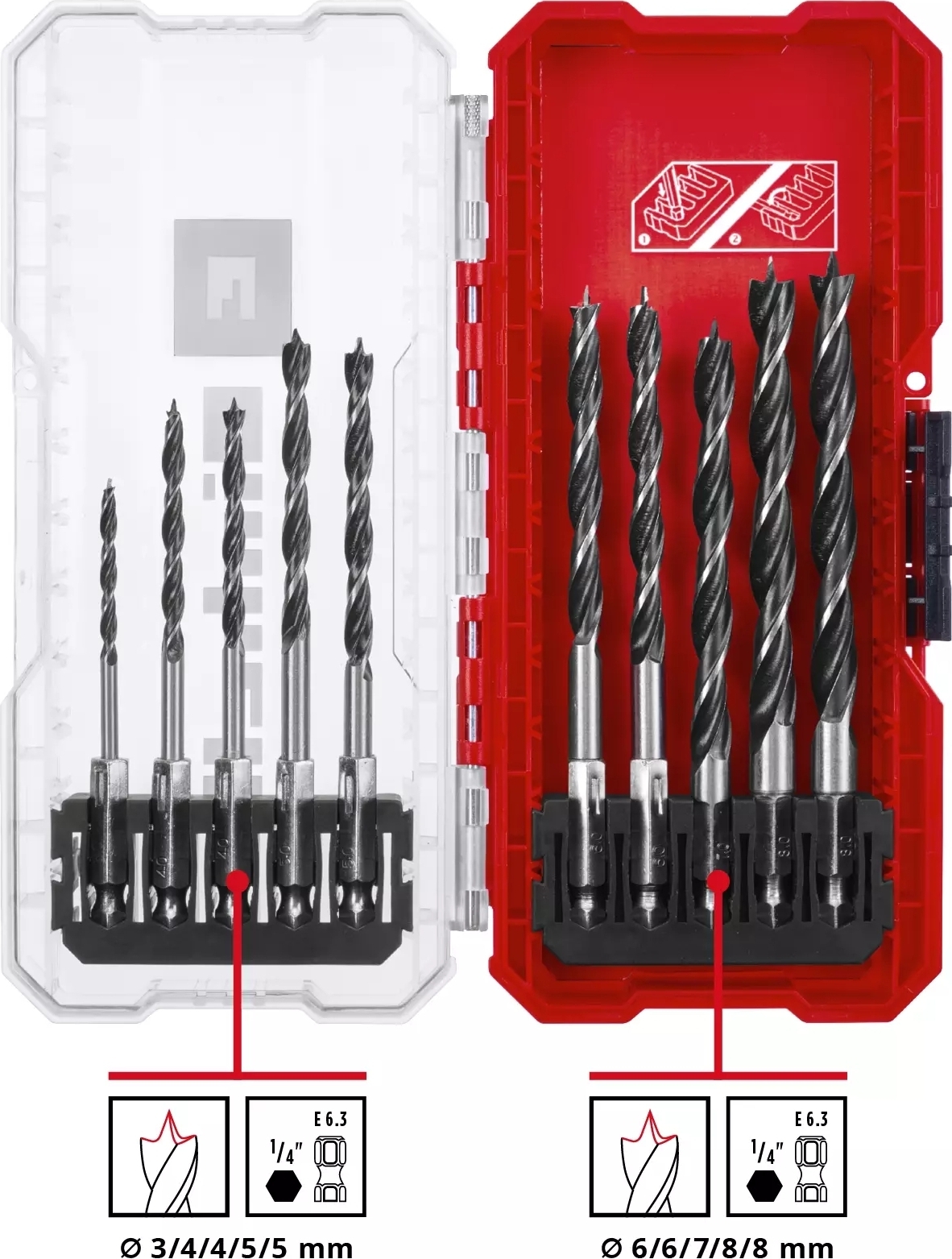 Набір свердел по дереву Einhell, 10шт, 3-8мм, кейс (108733)фото6