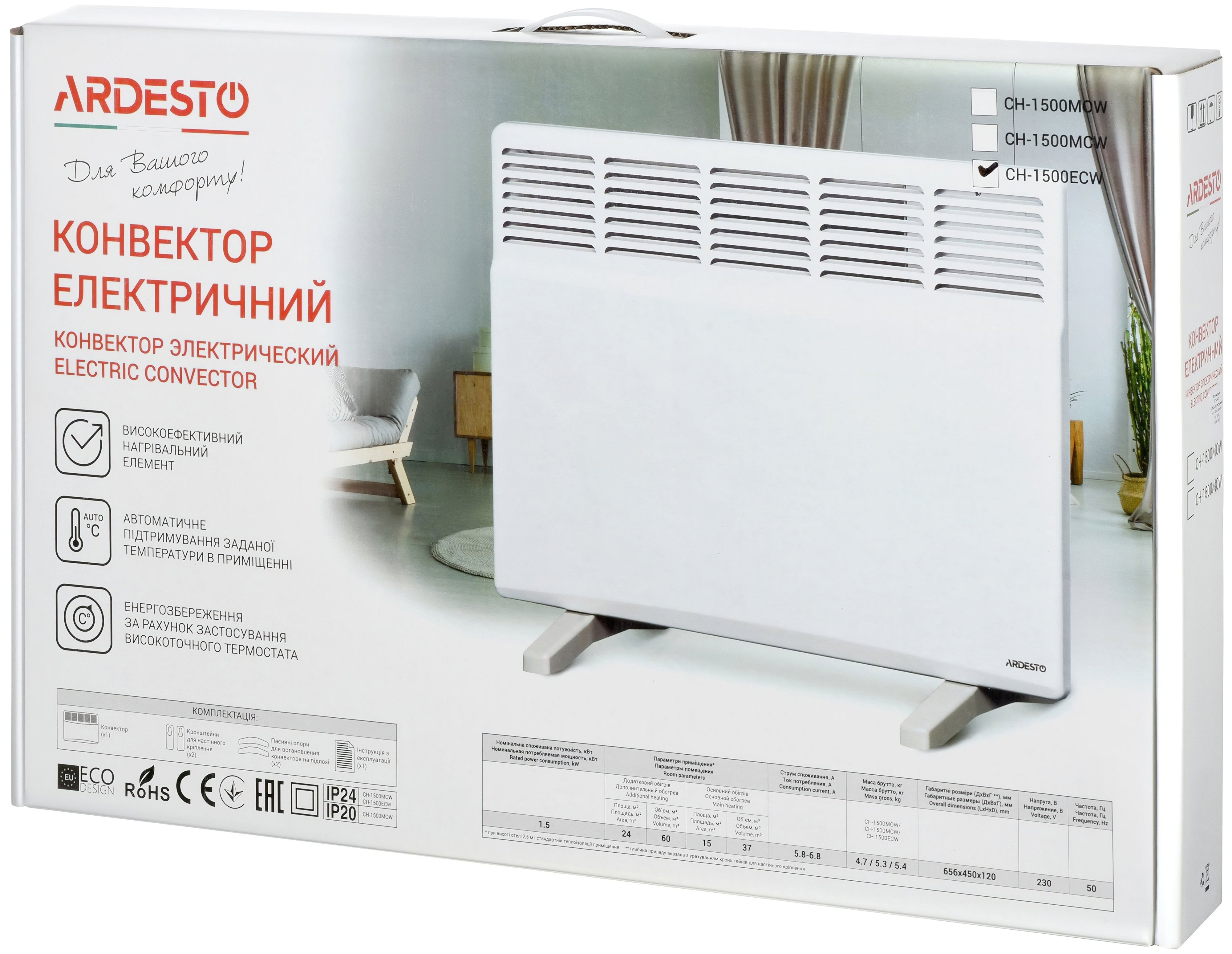 Конвектор электрический ARDESTO CH-1500ECW_sale фото 7