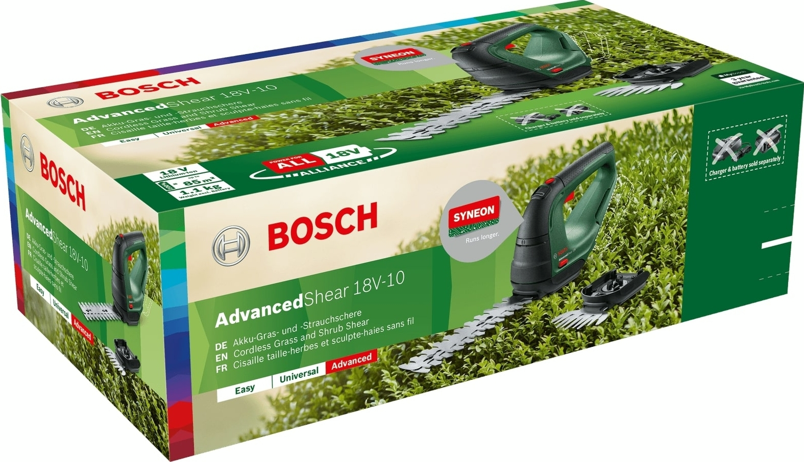 Ножиці для трави Bosch AdvancedShear 18В-10 + насадка кущоріз без АКБ та ЗП (0.600.857.001)фото