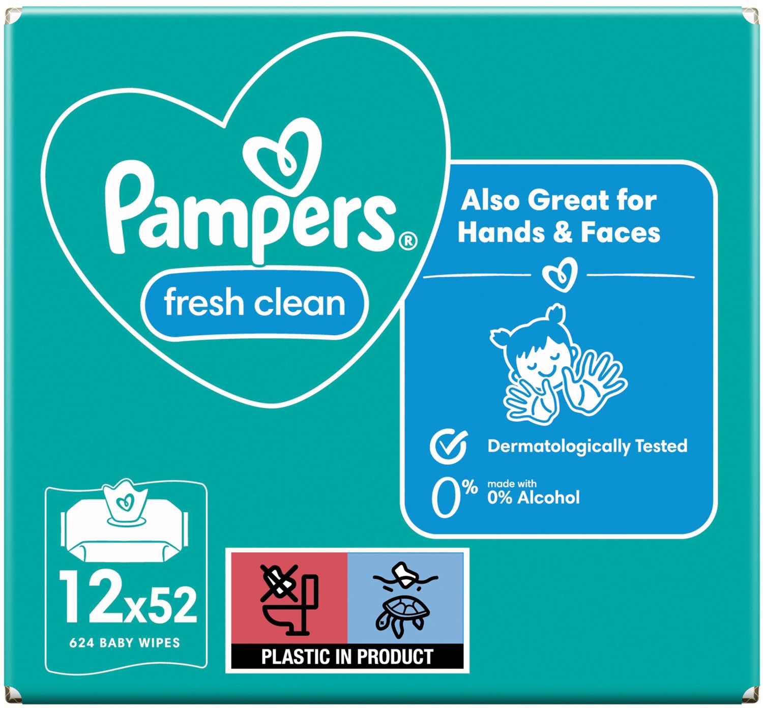 Вологі серветки Pampers Fresh Clean 12х52 штфото