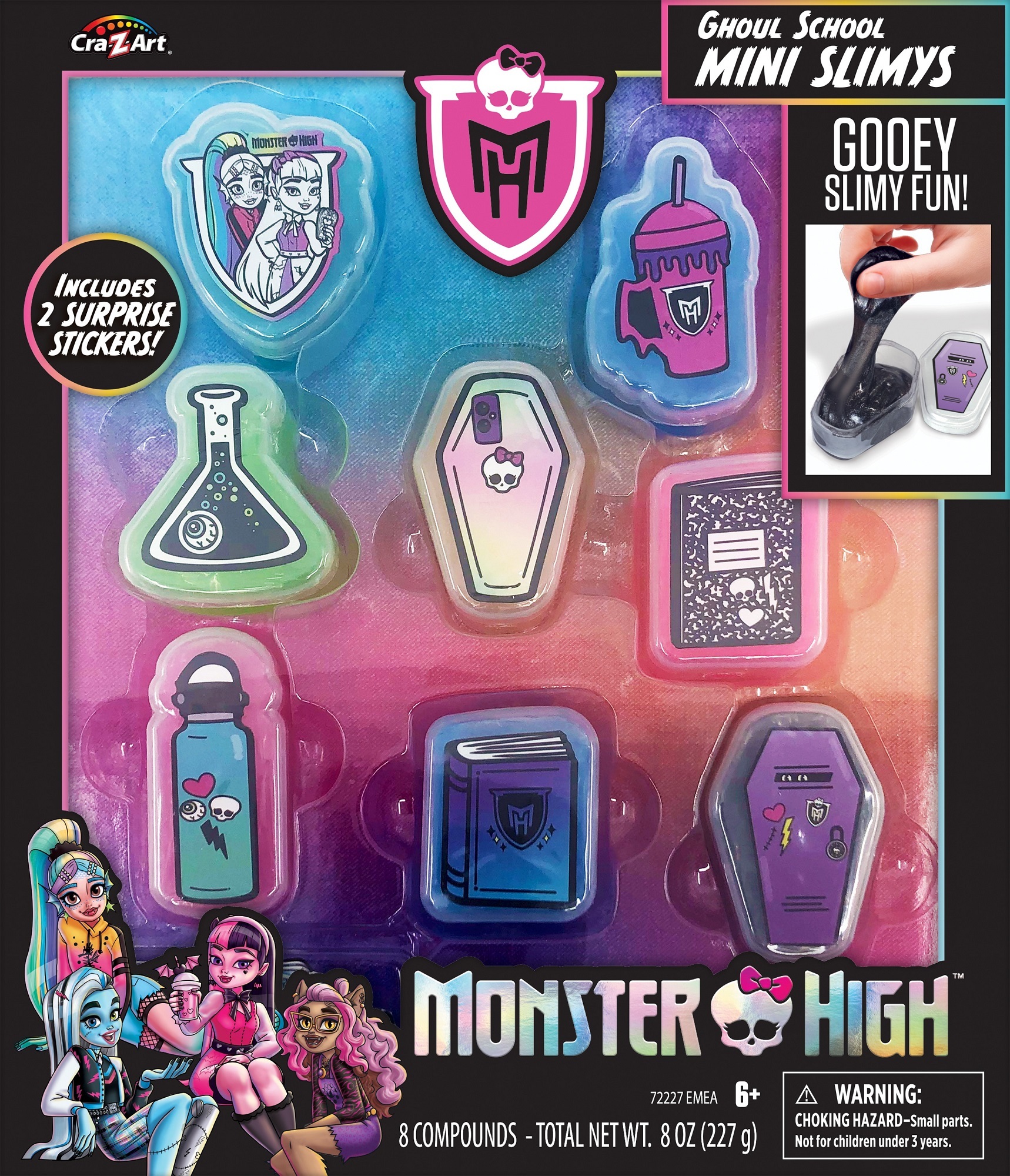 Слайм Cra-Z-Art Monster High Ghoul School Mini Mania, набір 10од (72227CRA)фото2