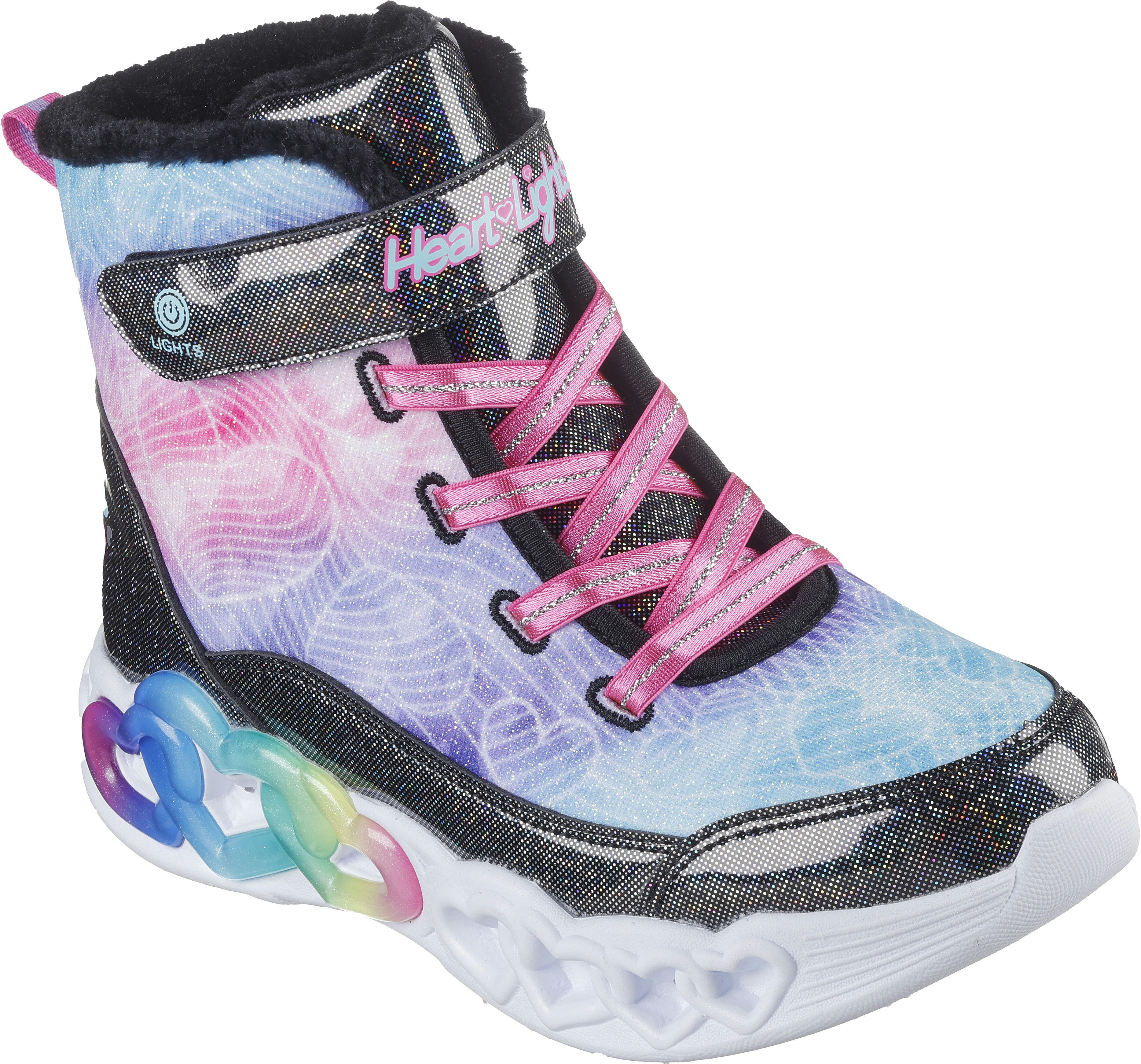 Ботинки для девочек Skechers Infinite Heart Lights - Lovin Hearts 303054L BKMT 32 (1 US) принт фото 4