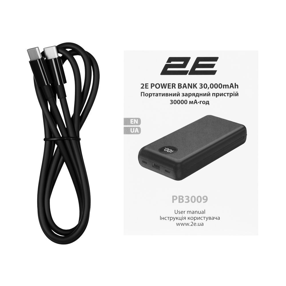 Портативний акумулятор 2Е 30000mAh PD+QC 65W, Black (2E-PB3009-BLACK)фото7
