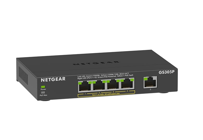 Коммутатор NETGEAR GS305P 5xGE (4xPoE), 63Вт, Неуправляемый фото 3