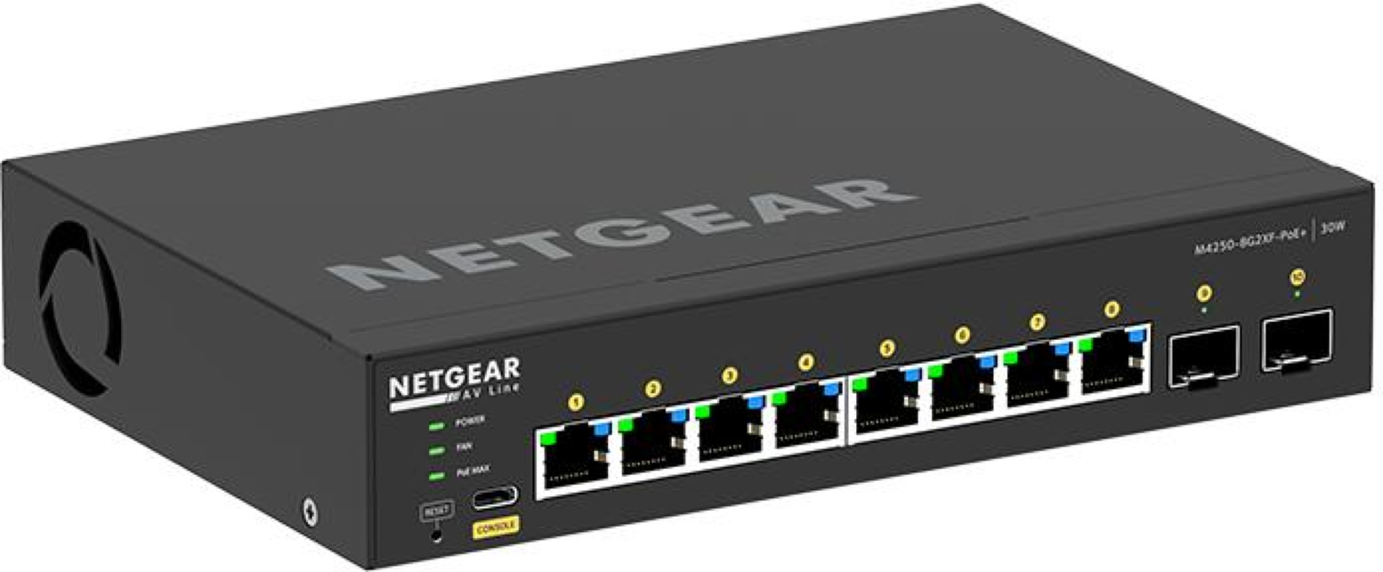 Коммутатор NETGEAR M4250-8G2XF-PoE+ (GSM4210PX), 8xGE PoE, 2xSFP+, 220Вт, AV Line, Управляемый L2 фото 2