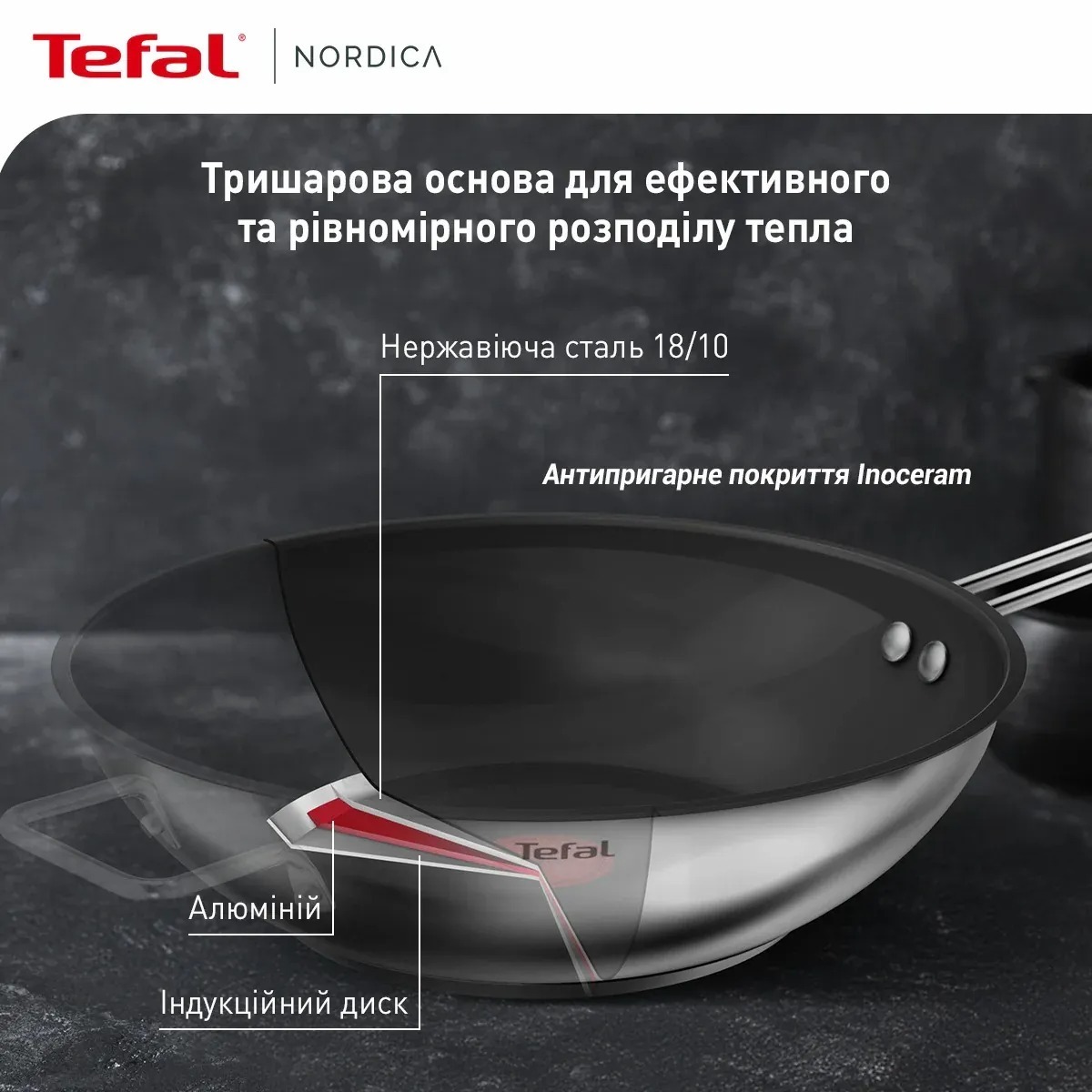 Сковорода ВОК Tefal Nordica, 28см (H8711955)фото4