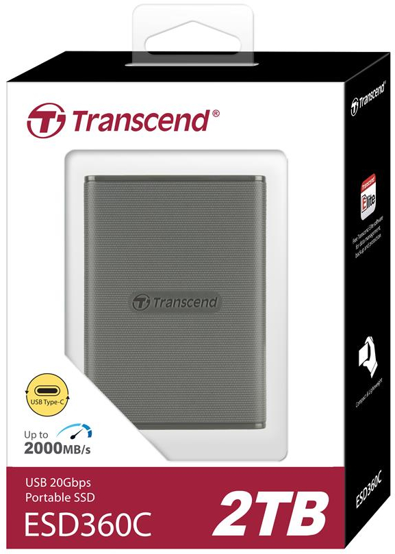 Портативний SSD Transcend 2TB USB 3.2 Gen 2x2 Type-C ESD360C Сірийфото
