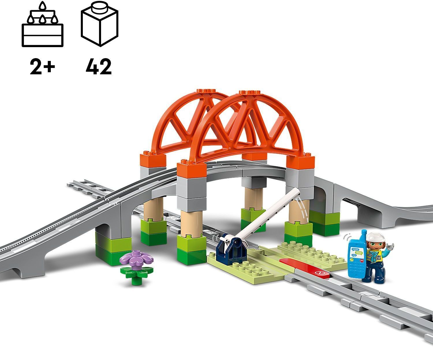 LEGO 10426 DUPLO Town Дополнительный набор. Железнодорожный мост и рельсы фото 2