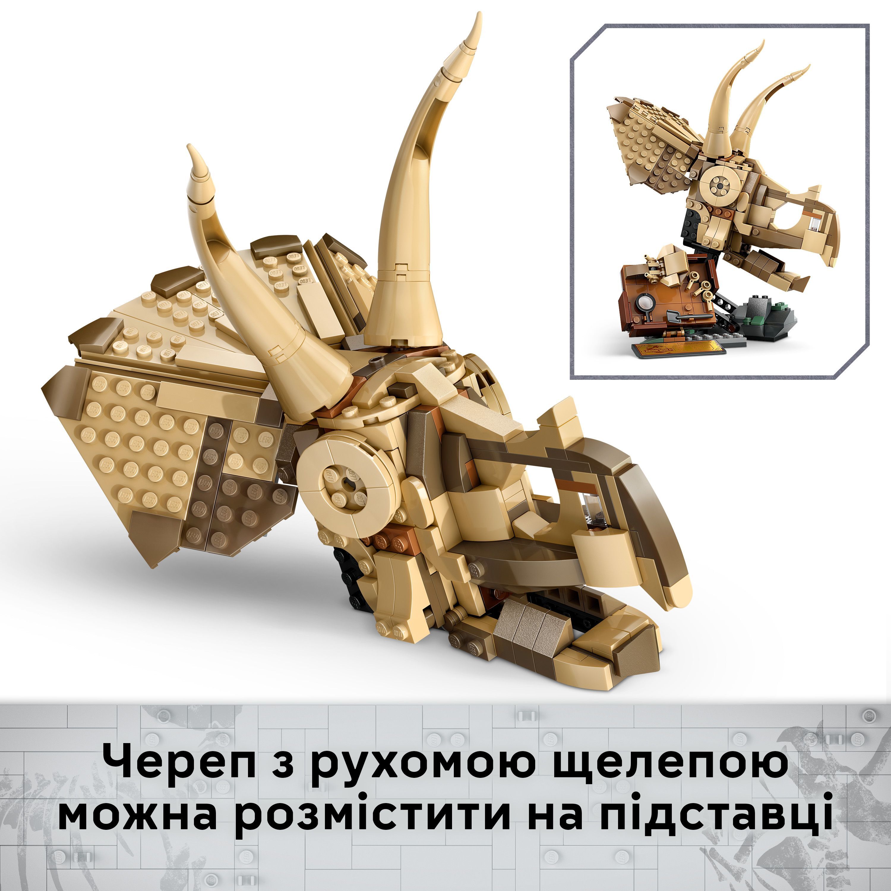 LEGO 76969 Jurassic World Окаменелости динозавров: череп трицератопса фото 6