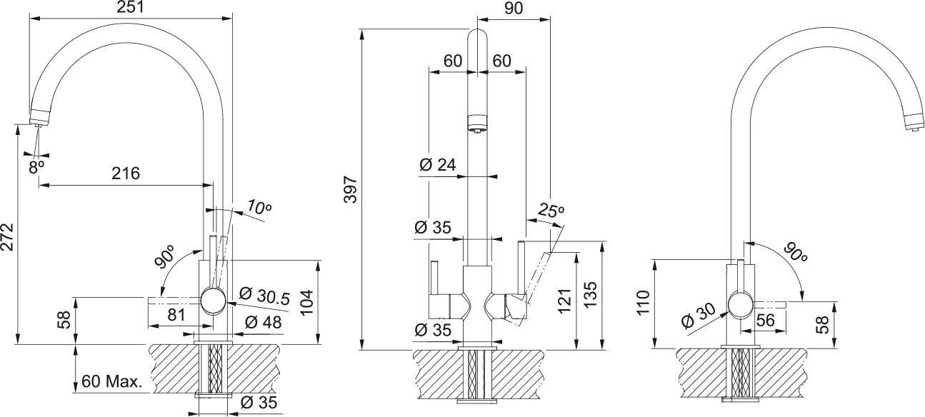 Змішувач для кухні Franke Lina Clear Water, 272 мм, 1+1фільтр, хром (160.0702.660)фото
