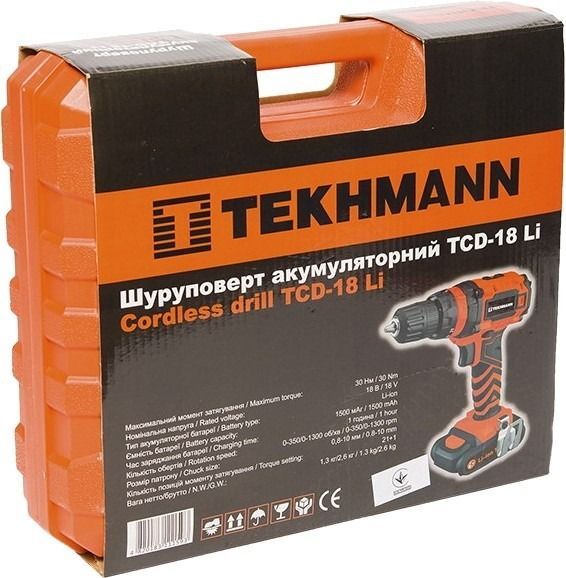 Шурупокрут-дриль акумуляторний Tekhmann TCD-18 Li 2.0 18В 2х2А·г (851219)фото