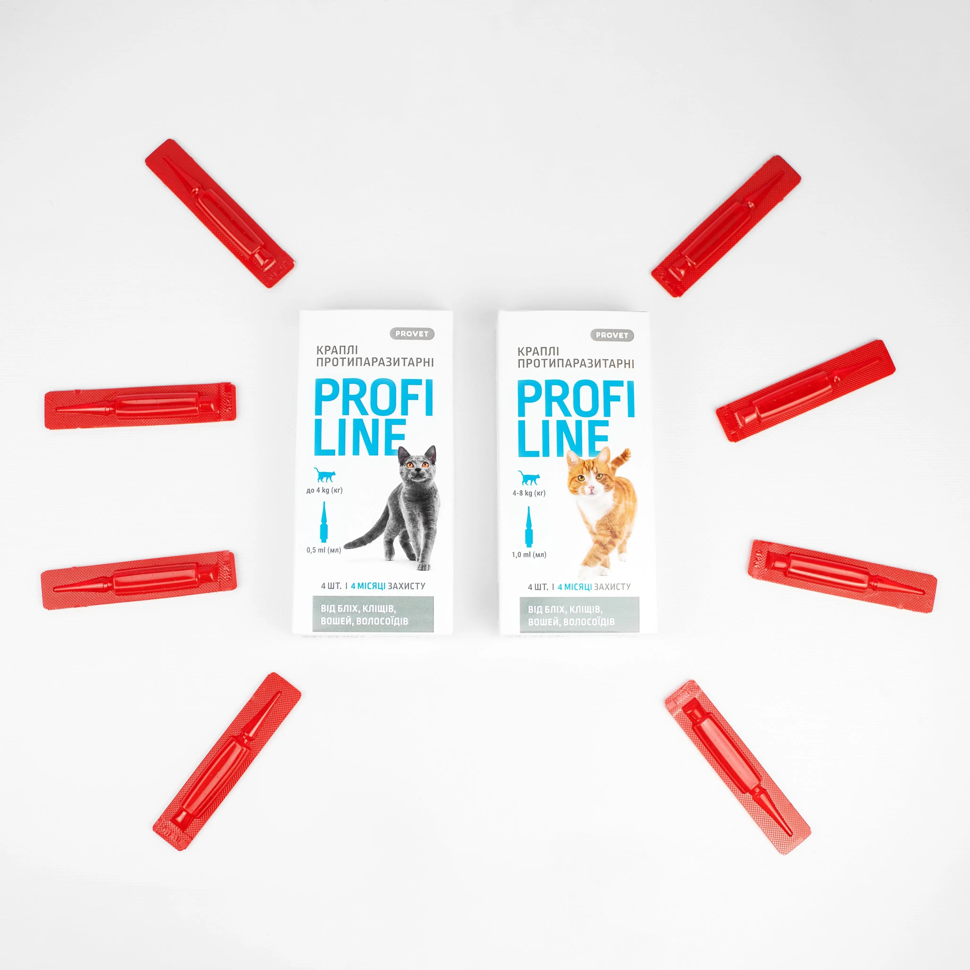 Капли для кошек 4-8 кг инсектоакарицид ProVET Profiline 4 пипетки по 1,0 мл фото 3