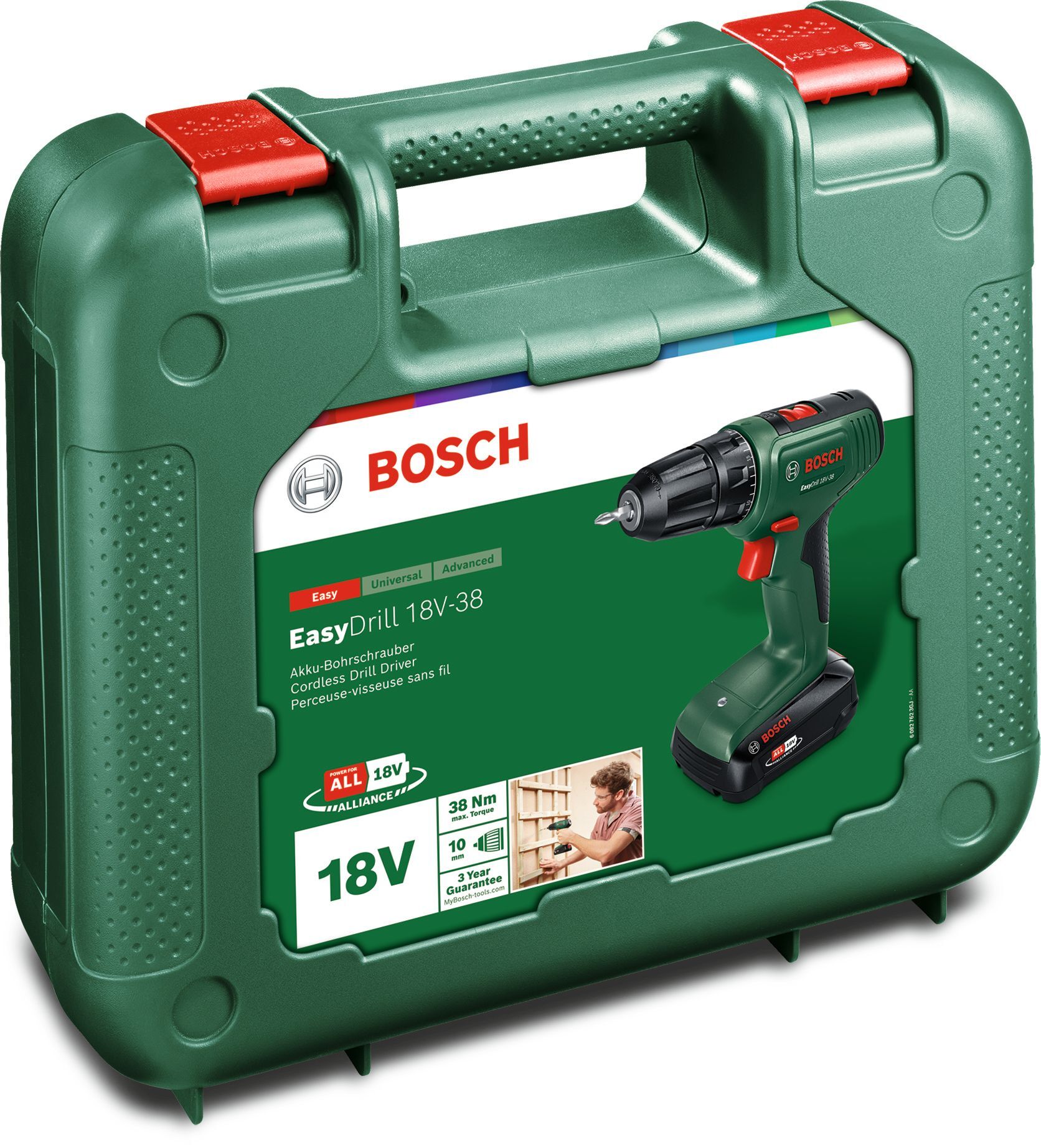 Шуруповерт-дриль акумуляторний Bosch EasyDrill 18V-38 18В 1х1.5А год (0.603.9D8.003)фото