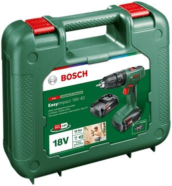 Шуруповерт-дрель ударная аккумуляторная Bosch EasyImpact 18V-40 18В 2х 2А час (0.603.9D8.108) фото 