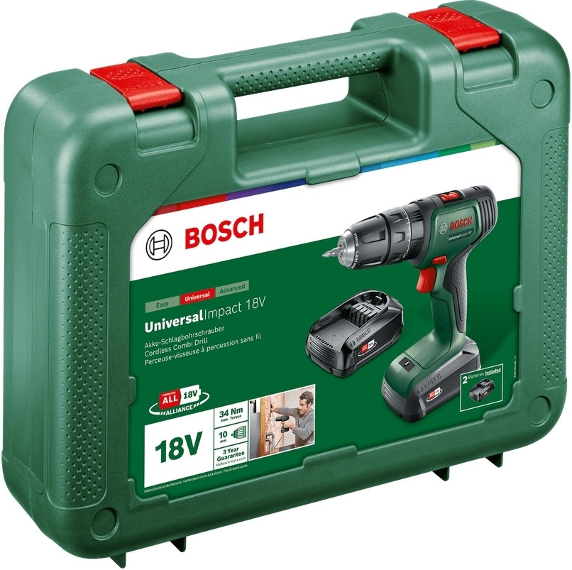 Шуруповерт-дриль ударний акумуляторний Bosch UniversalImpact 18V 2х1.5А год (0.603.9D4.102)фото