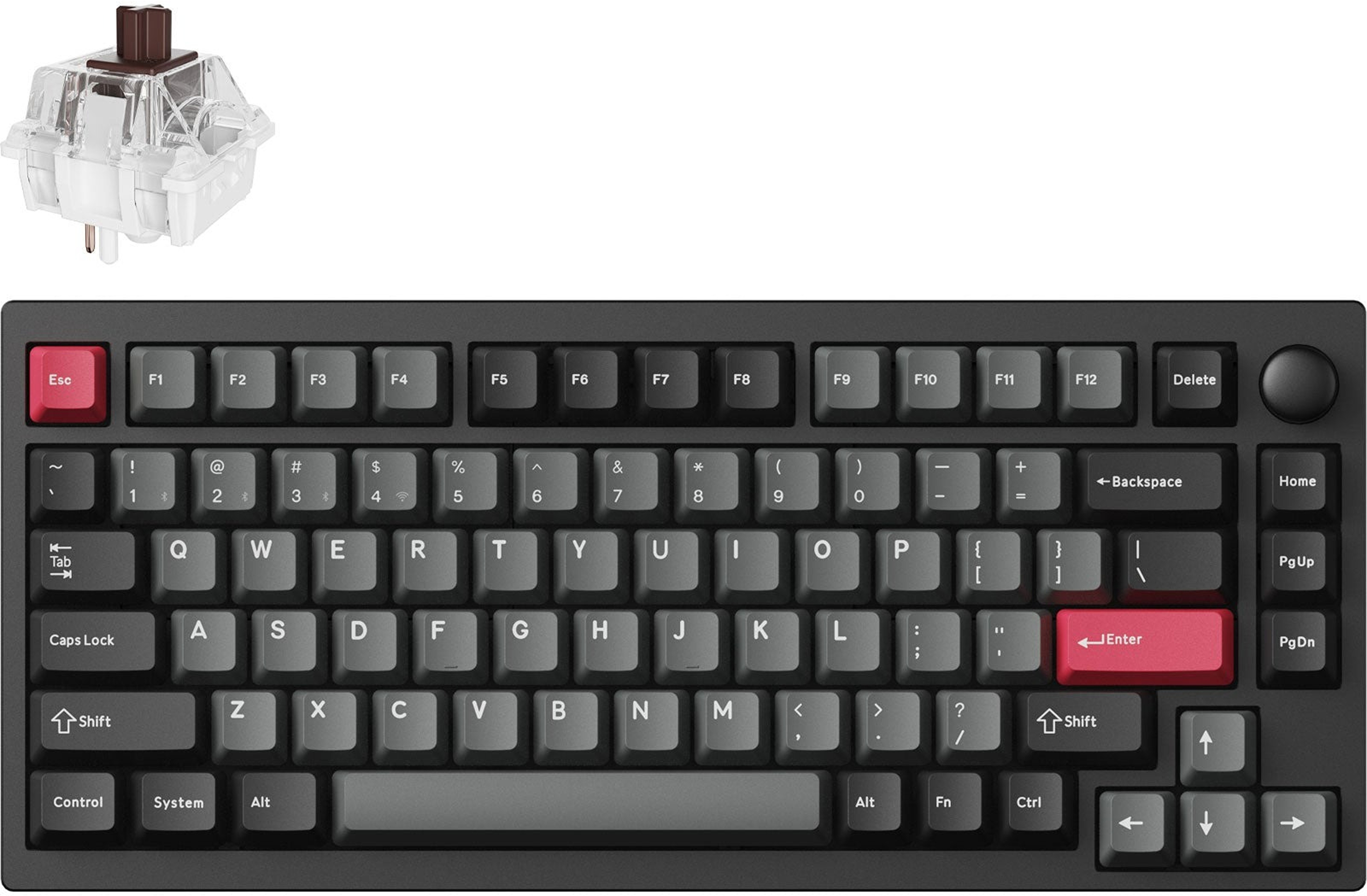 Клавиатура Lemokey P1 Pro 81Key, K Super Brown, WL/BT, QMK/VIA, Hot-Swap, EN/UKR, RGB, Knob, Carbon Black фото 