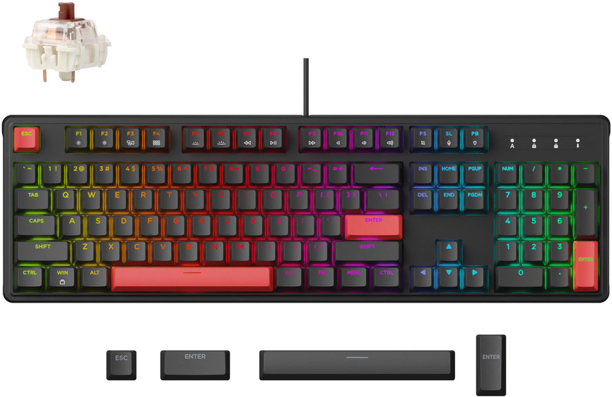 Клавиатура Lemokey X3 105Key, Keychron Brown, USB-A, QMK/VIA, Hot-Swap, EN/UKR, RGB, Black (X3-H3-UA) фото 