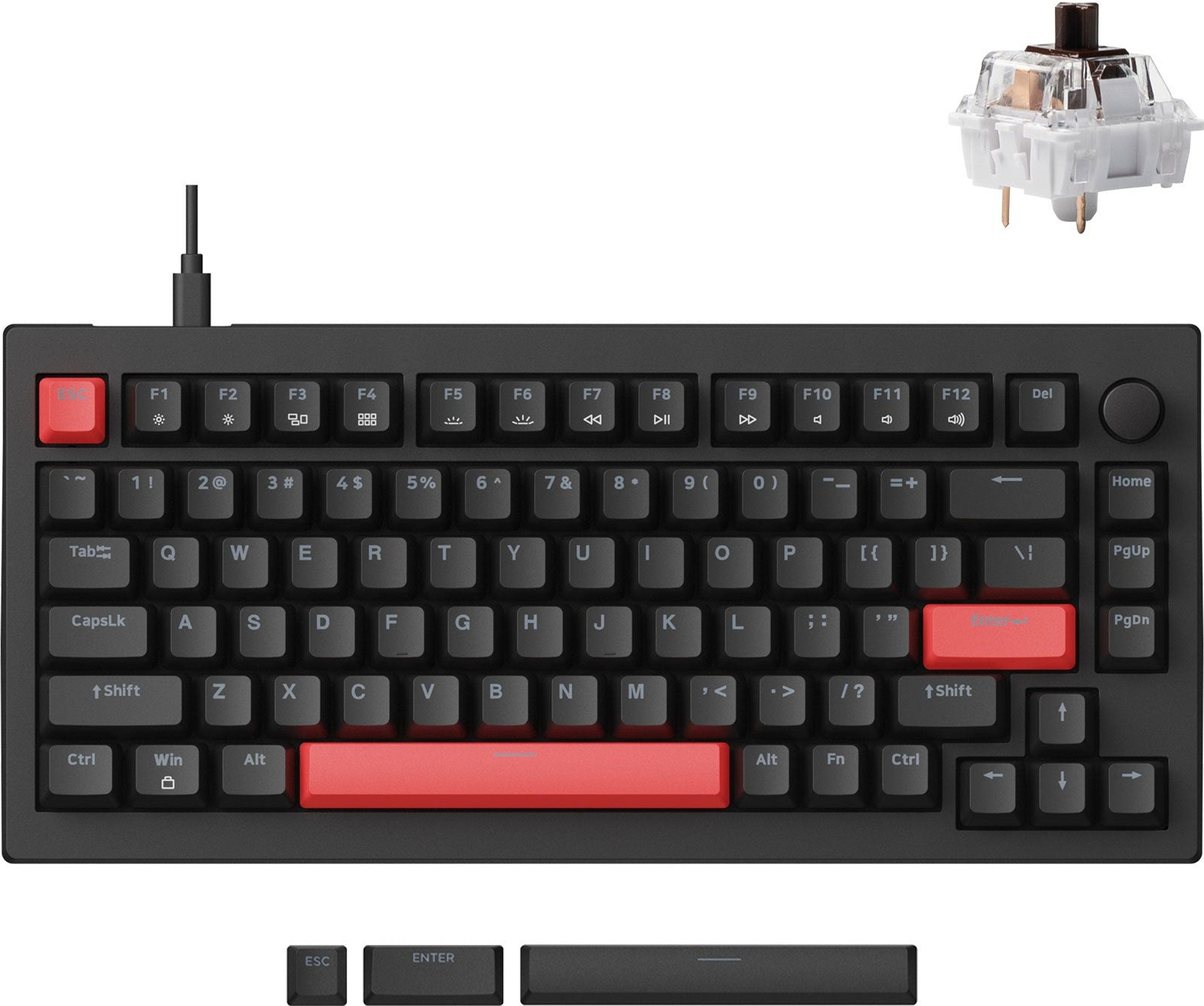 Клавиатура Lemokey X4 81Key, Keychron Brown, USB-A, QMK/VIA, EN/UKR, Red led, Black фото 