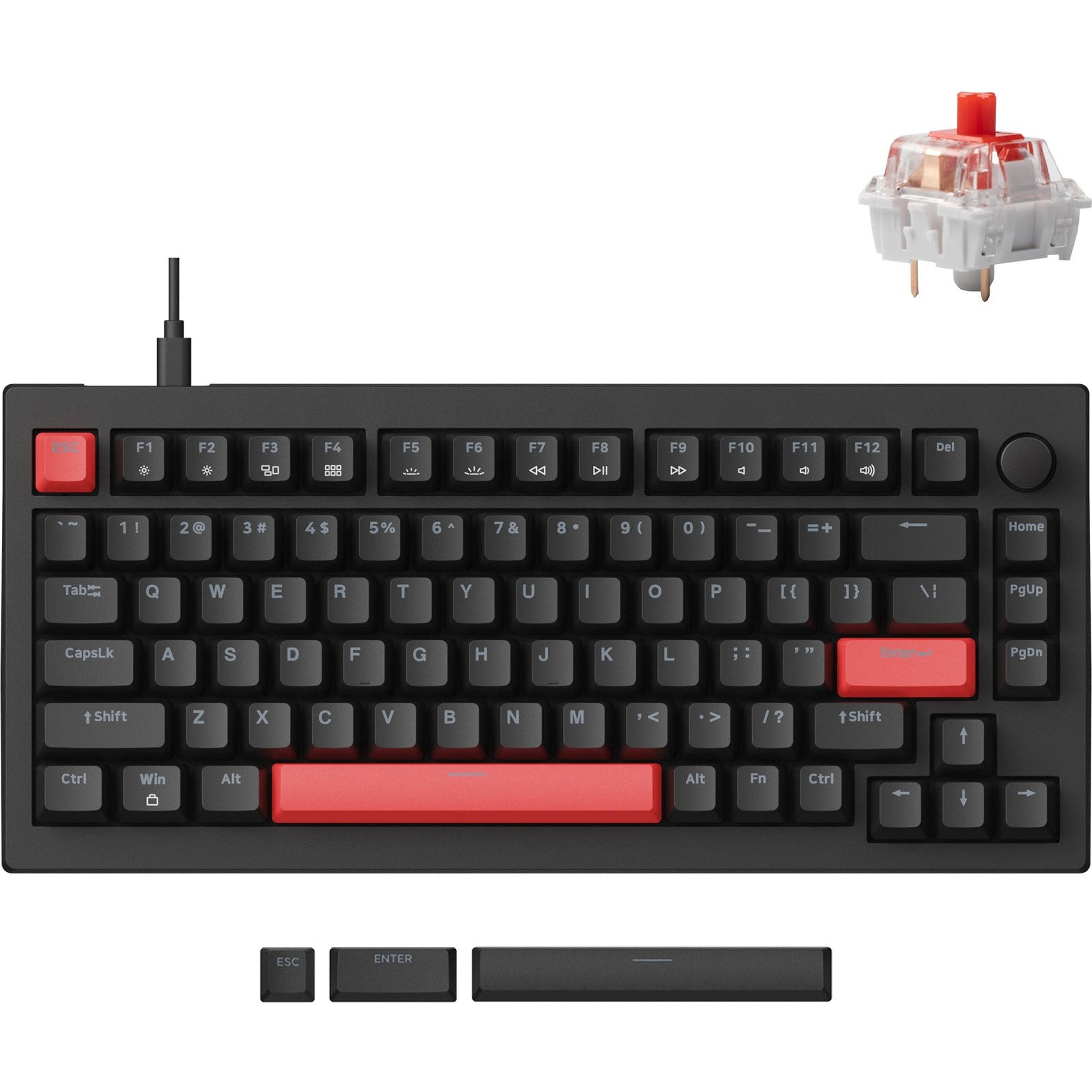 Клавиатура Lemokey X4 81Key, Keychron Red, USB-A, QMK/VIA, EN/UKR, Red led, Black фото 