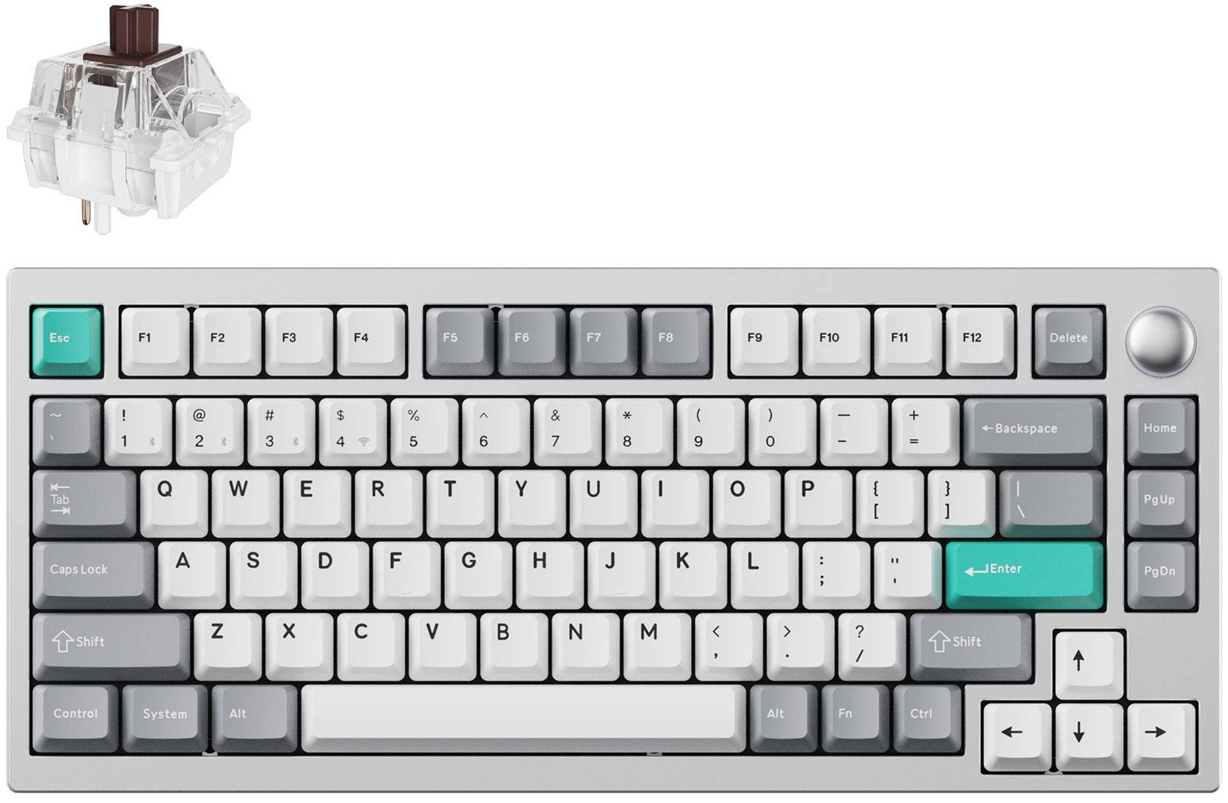 Клавиатура Lemokey P1 Pro 81Key, K Super Brown, WL/BT, QMK/VIA, Hot-Swap, EN/UKR, RGB, Knob, Space Silver фото 