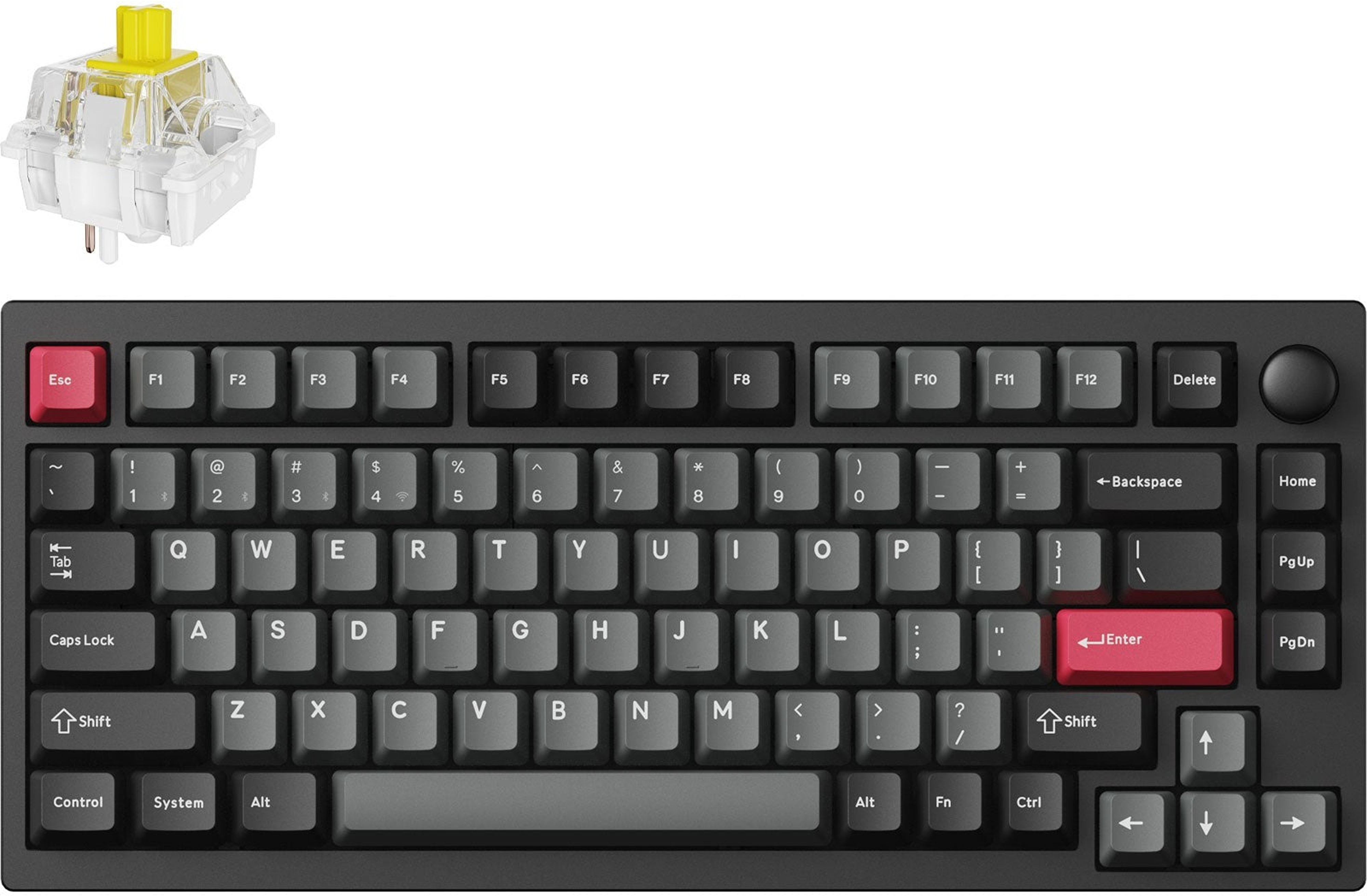 Клавиатура Lemokey P1 Pro 81Key, K Super Banana, WL/BT, QMK/VIA, Hot-Swap, EN/UKR, RGB, Knob, Carbon Black фото 