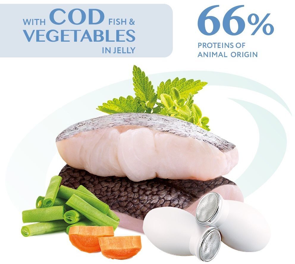 Вологий корм Optimeal для дорослих котів з тріскою та овочами в желе 4*85гфото3