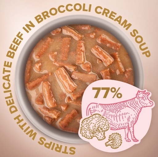 Влажный корм для взрослых котов Club 4 Paws Premium полоски с говядиной в крем супе из брокколи 85г фото 