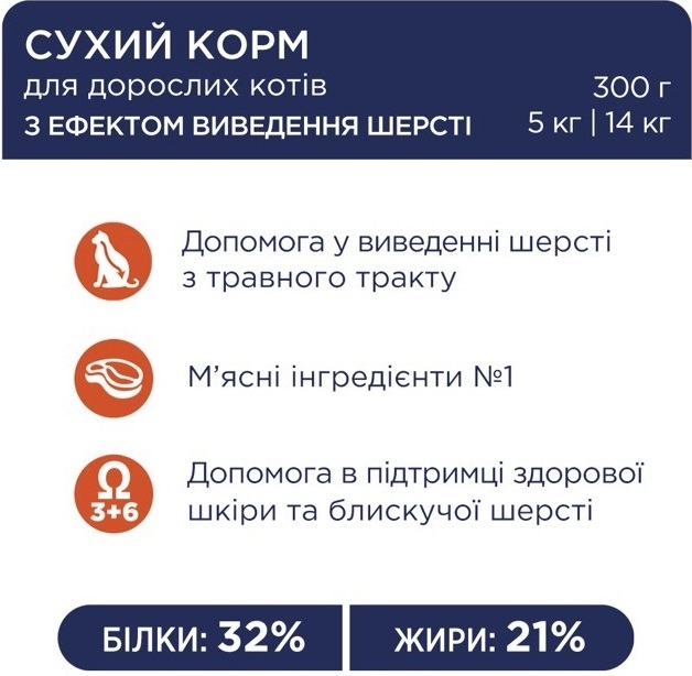 Сухой корм для котов Club 4 Paws Premium для вывода шерсти 300г фото 3