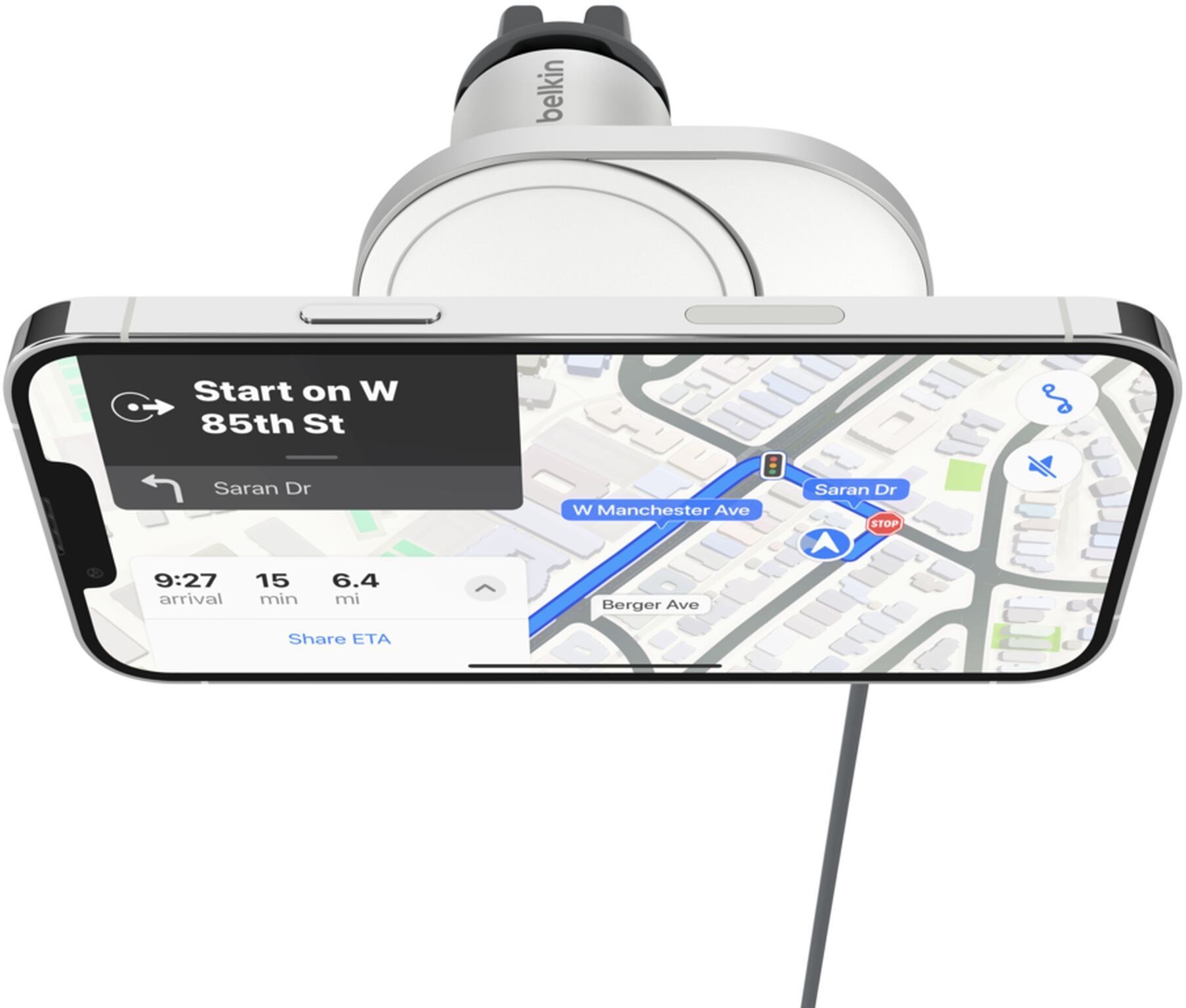 Автомобільний зарядний пристрій Belkin MagSafe Qi2, White (WIC008BTGR-V2)фото7