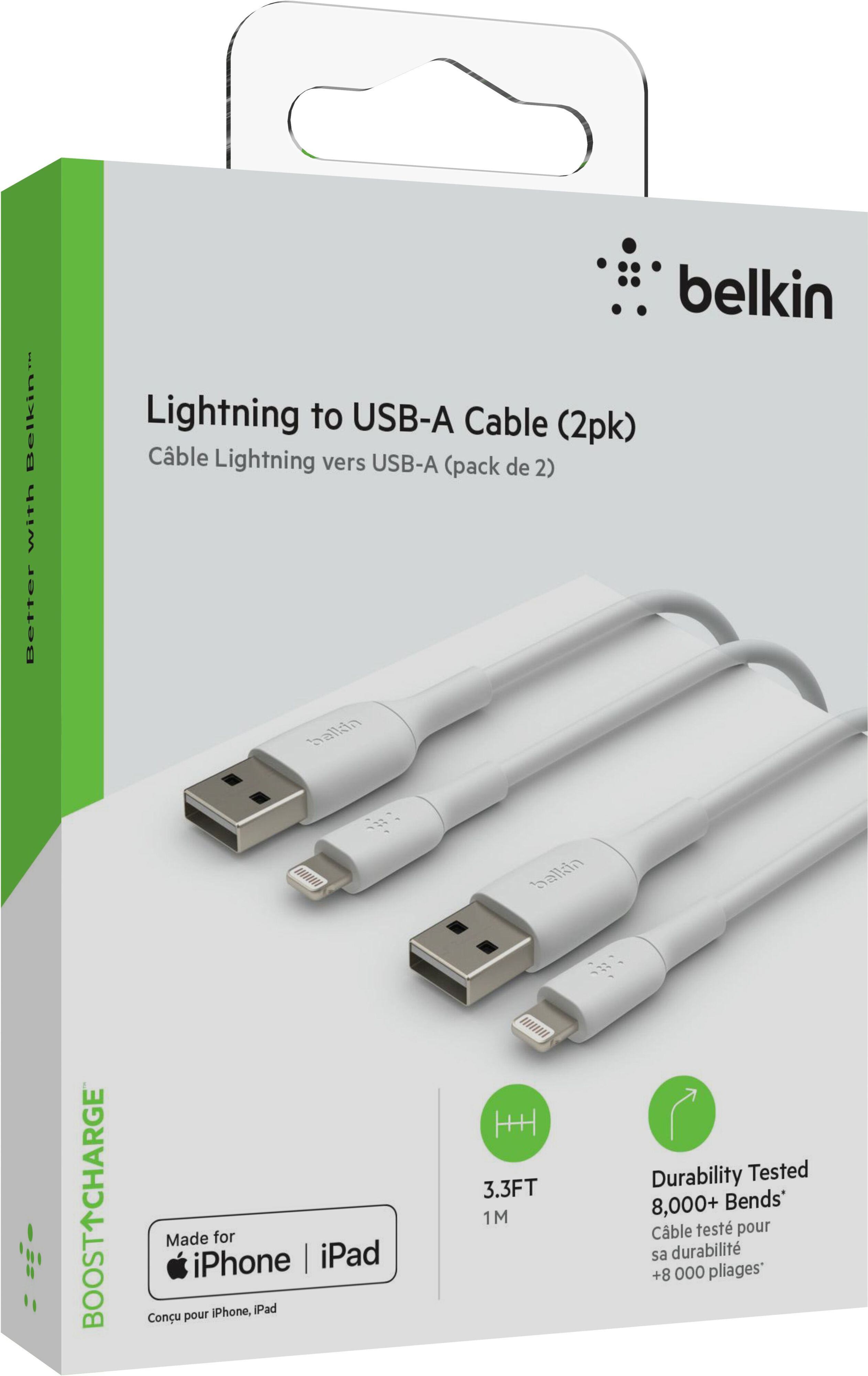 Кабель Belkin USB-A - Lightning Data/Charge 1m, PVC, (2 Pack), White (CAA001BT1MWH2PK) фото 7