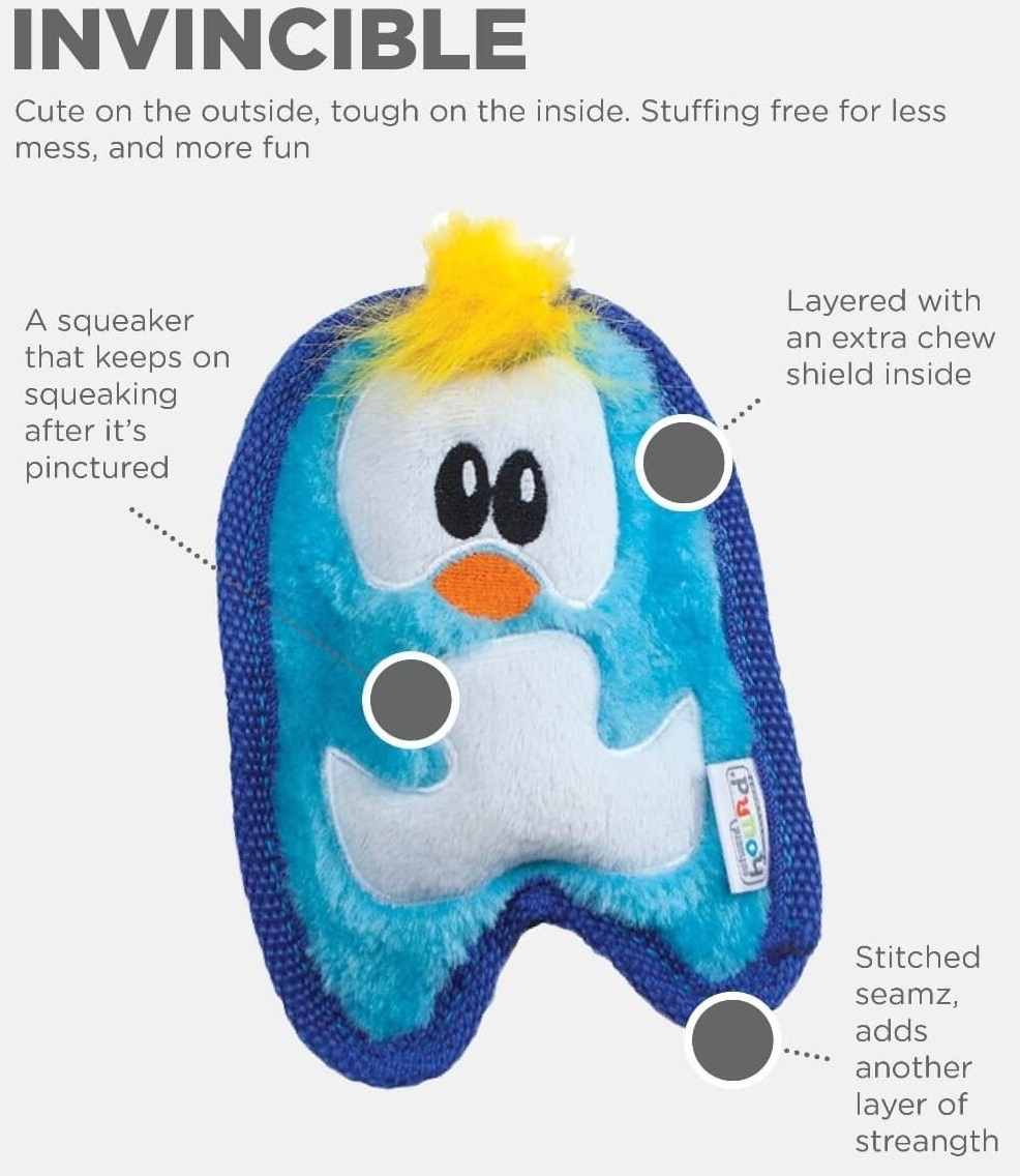 Іграшка-пищалка для собак Outward Hound Пінгвін міні блакитнафото3