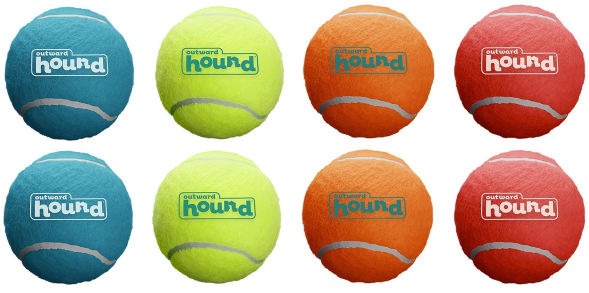 Іграшка-пищалка для собак Outward Hound Тенісні м'ячі маленькі різнокольорові 4штфото3