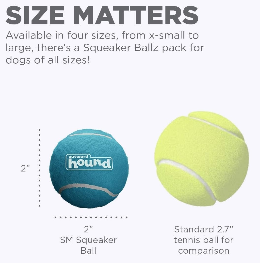 Іграшка-пищалка для собак Outward Hound Тенісні м'ячі маленькі різнокольорові 4штфото6