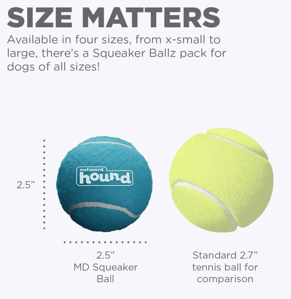 Игрушка-пищалка для собак Outward Hound Теннисные мячи средние разноцветные 4шт фото 6