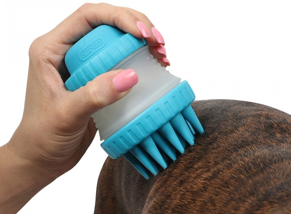 Щетка Dexas Scrubbuster с емкостью для шампуня голубая фото 4