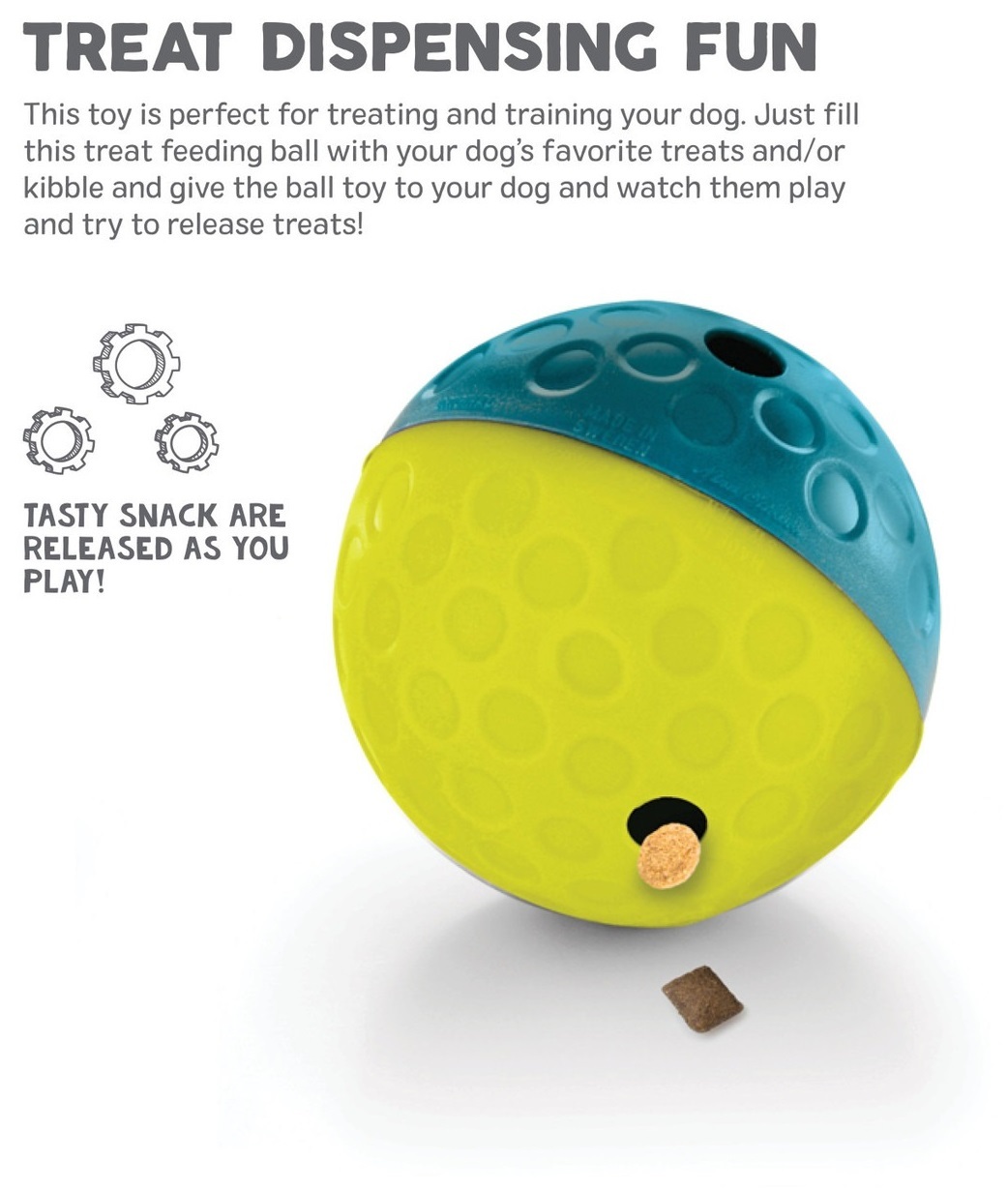 Игрушка для собак Nina Ottosson Treat Tumble Small мяч для лакомства маленький двухцветный фото 5
