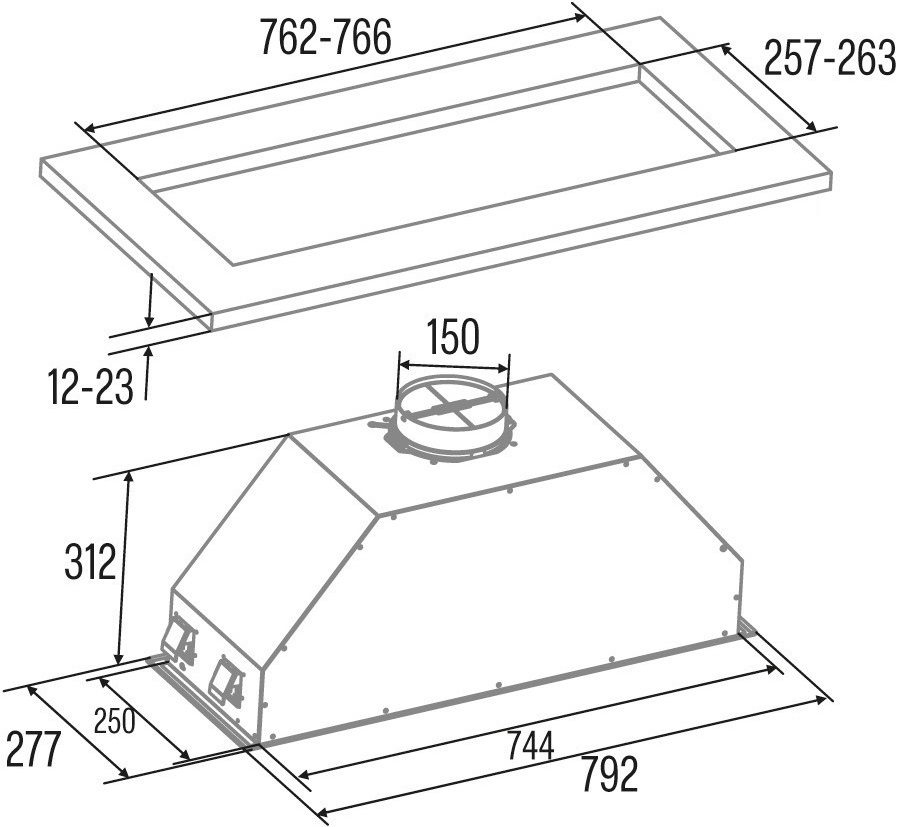 Вбудована витяжка Cata Gt-Plus 75 x (02031301)фото2