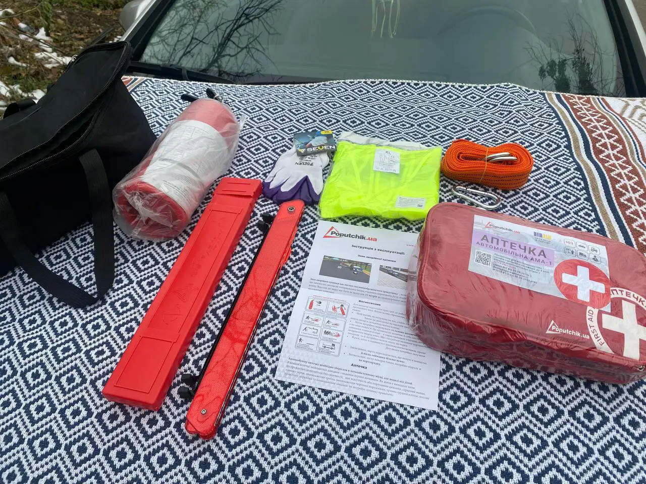 Набір автомобіліста Poputchik з аптечкою АМА-1 ДСТУ (01-209-IS)фото